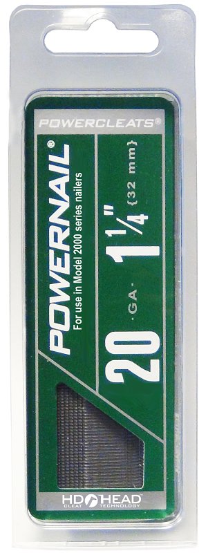 Powernail PowerCleats L125205 Floor Cleat, 1-1/4 in L, 20 ga, Carbon Steel, L-Shaped Head