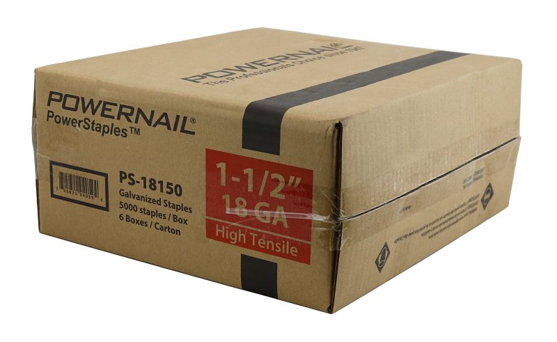 Powernail PowerStaples PS18150 Fine Wire Staple, 1/4 in W Crown, 1-1/2 in L Leg, 18 ga, Carbon Steel