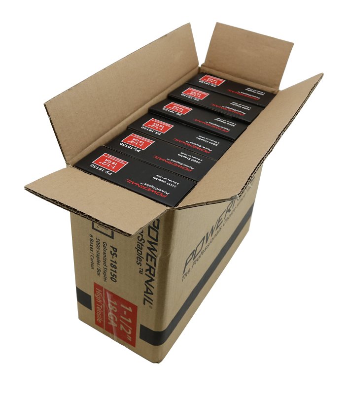 Powernail PowerStaples PS18150 Fine Wire Staple, 1/4 in W Crown, 1-1/2 in L Leg, 18 ga, Carbon Steel