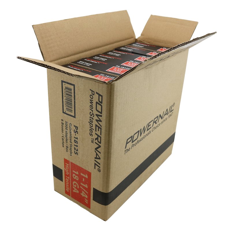 Powernail PowerStaples PS18125 Fine Wire Staple, 1/4 in W Crown, 1-1/4 in L Leg, 18 ga, Carbon Steel