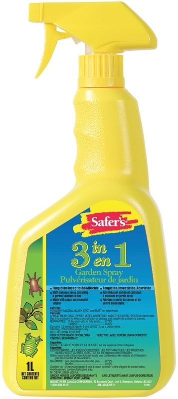 Safer 49-5470CAN 3-in-1 Garden Spray, Liquid, Spray Application, 1 L