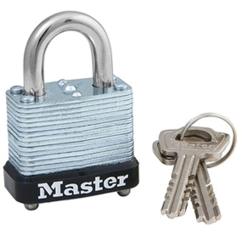 Master Lock 105D Padlock, Keyed Different Key, 3/16 in Dia Shackle, Steel Shackle, Steel Body, 1-1/8 in W Body