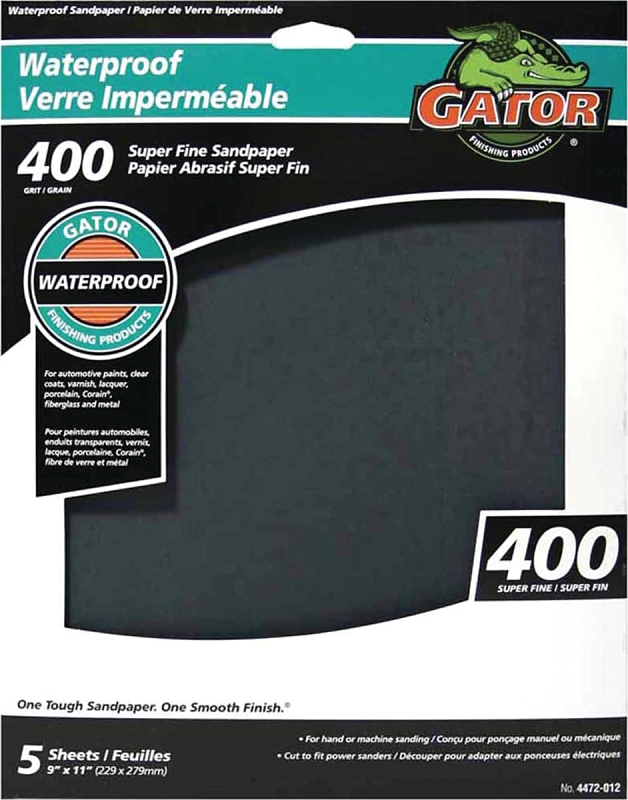 Gator 4472-012 Sanding Sheet, 11 in L, 9 in W, 400 Grit, Garnet Abrasive