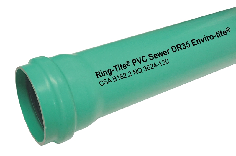 IPEX Enviro-Tite Series 039209 Sewer Pipe, 6 in, 4 m L, DR 35 Schedule, PVC, Green