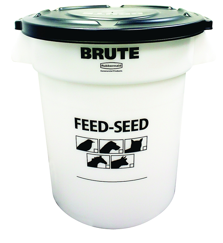 Rubbermaid 1868861 Feed-Seed Container with Lid, Plastic, White