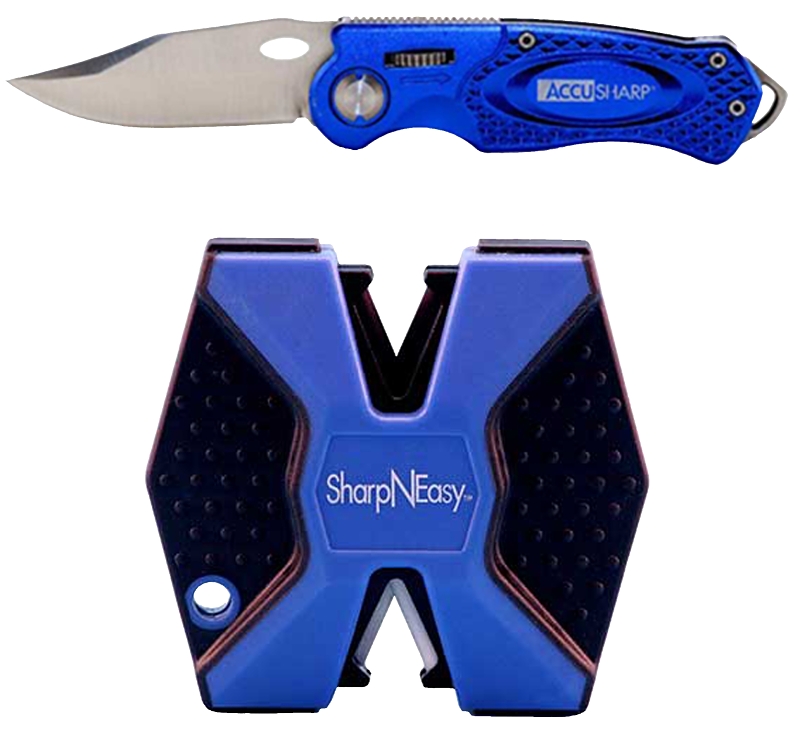 Sharpneasy 2-step Sharpener & Sport Knife Combo - Blue Model 044c