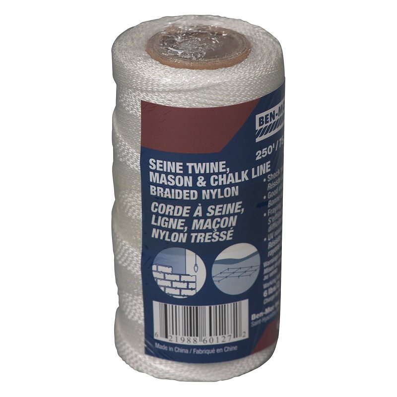 Ben-Mor 60127 Mason and Chalkline Twine, #18 Dia, 250 ft L, Nylon, White