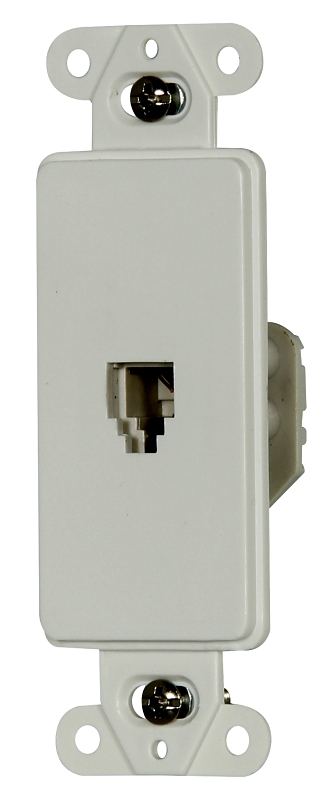 Arrow Hart 3560-6W Single Telephone Jack, 4.19 in L, 0.82 in W, Plastic, White