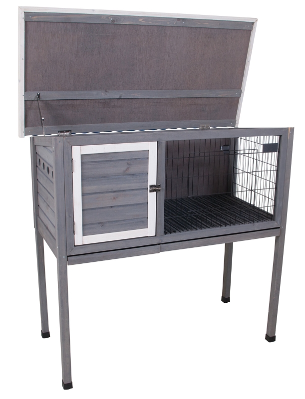 Petmate Precision Pet 7029115 Extreme Rabbit Shack II, 46 in W, 24 in D, 48 in H, Wood, Gray/White