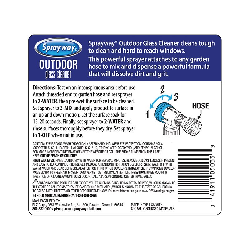 Sprayway SW5033R Glass Cleaner, 32 oz, Clear