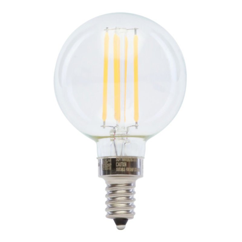 Feit Electric BPG1640/827/LED/2 LED Lamp, 4.5 W, Candelabra E12 Lamp Base, G16-1/2 Lamp, Soft White Light