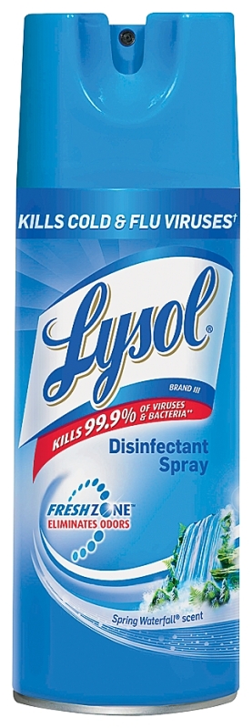 Lysol 75571-ERL Disinfectant Spray, 350 g Aerosol Can, Liquid, Spring Waterfall, Clear