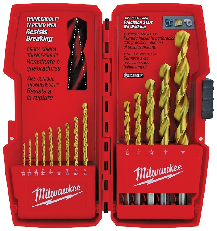 Milwaukee 48-89-0011 Drill Bit Set, 14-Piece, Steel, Titanium