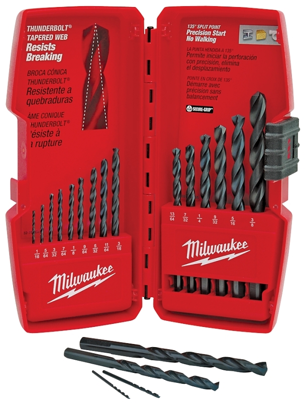 Milwaukee 48-89-2803 Drill Bit Set, 15-Piece, Steel, Black Oxide
