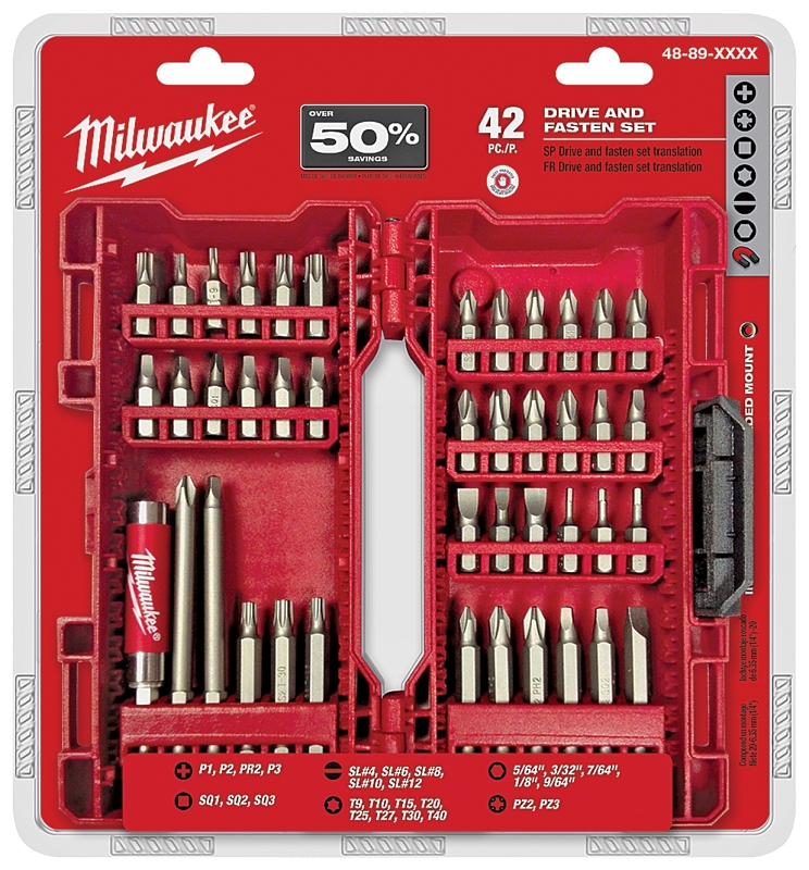 Milwaukee 48-32-1551 Drive Bit Set, 42-Piece, Heavy-Duty, Steel