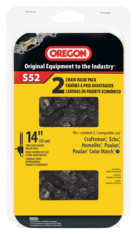 Oregon AdvanceCut S52T Chainsaw Chain Reel, 91PX Chain, 14 in L Bar, 0.05 in Gauge, 3/8 in TPI/Pitch, 52-Link