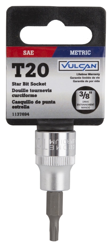 Vulcan 3505002820 Fractional Star Bit Socket, T20 Tip, Chrome