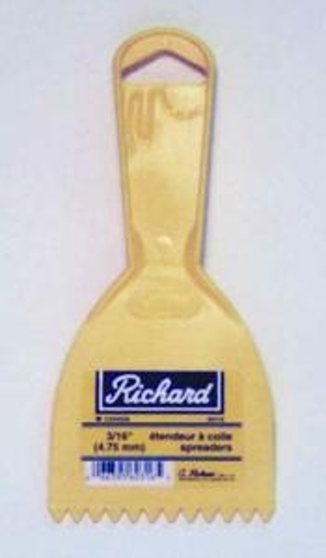 Richard 60014 Hand Spreader, 1/4 x 1/4 in Notch, 3 in W Blade, Notched Blade, Polystyrene Blade, Polystyrene Handle