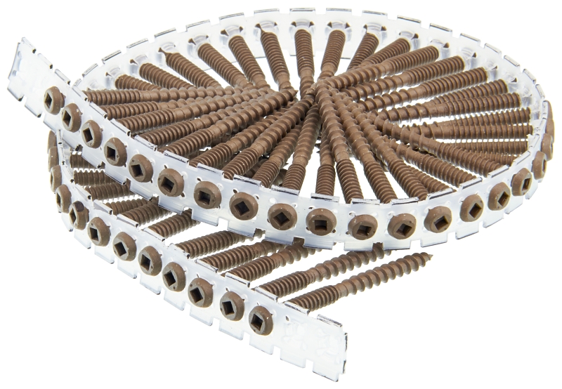 Senco 08S250W497 Deck Screw, Brown, #8 Thread, 2-1/2 in L, Cupped, Pan Head, #2 Drive, Steel