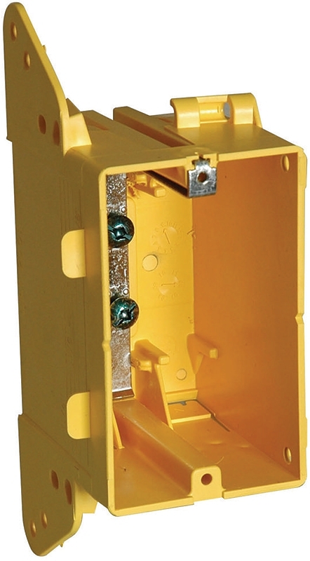 Hubbell Banana Box 2001R Switch Box, 1-Gang, Plastic/Resin, Yellow, Nail