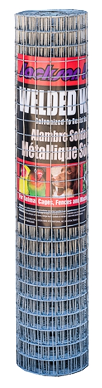 Jackson Wire 10105114 Welded Wire, 15 ft L, 24 in H, Smooth, Uniform Mesh, 1 x 1 in Mesh, 16 ga Gauge, Galvanized