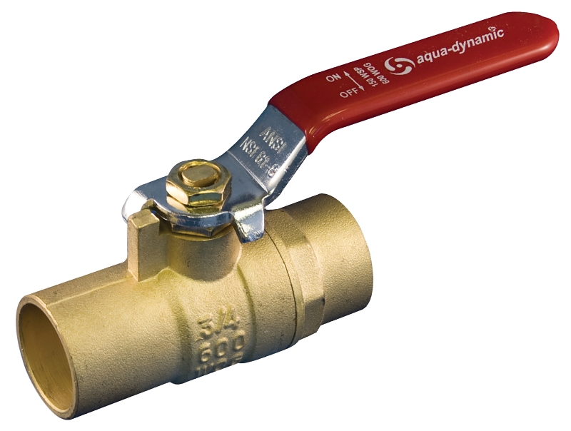 aqua-dynamic 1197-803 Ball Valve, 1/2 in Connection, Solder, 600 psi Pressure, Brass Body, -18 to 82 deg C Temperature