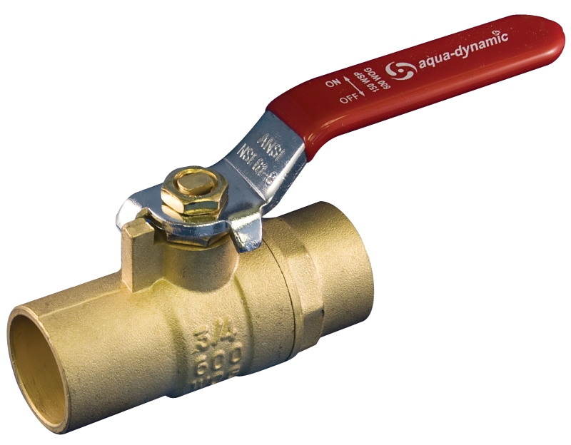 aqua-dynamic 1197-804 Ball Valve, 3/4 in Connection, Solder, 600 psi Pressure, Brass Body, -18 to 82 deg C Temperature
