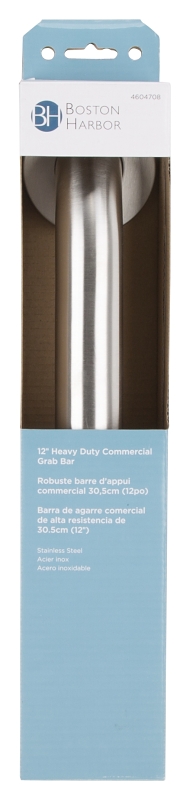 Boston Harbor SG01-01&0112 Grab Bar, 12 in L Bar, Stainless Steel, Wall Mounted Mounting