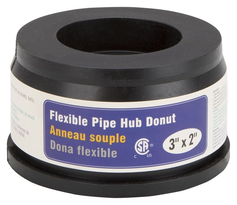 ProSource 33U-205 Hub Donut, 3 x 2 in, PVC, Black
