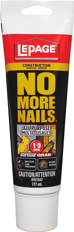 LePage No More Nails 2047902 All Purpose Adhesive, White, 177 mL Tube