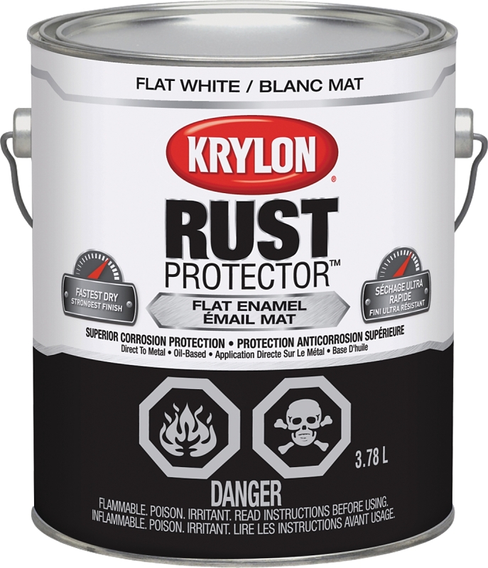 Krylon 69409 Oil-Based Enamel Paint, 3.78 l, Flat, 125 sq-ft Coverage, 100 deg F Flash, 1.38 Specific Gravity