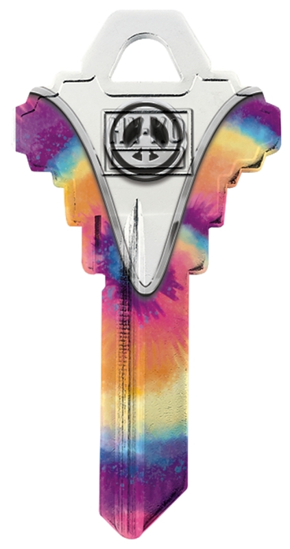 Hy-Ko 16005SC1-32 Key Blank, Peace Signs, Brass, For: Schlage SC1 Keyways, SC1 Key Number