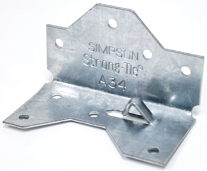 Simpson Strong-Tie A34Z Framing Angle, 1-7/16 in W, 2-1/2 in D, Steel, ZMAX