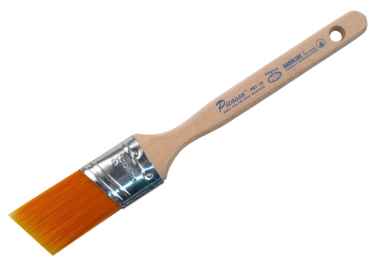 Proform Picasso PIC11-1.5 Paint Brush, 1-1/2 in W, Angled, Oval, Stiff Brush, PBT Bristle, Standard Handle