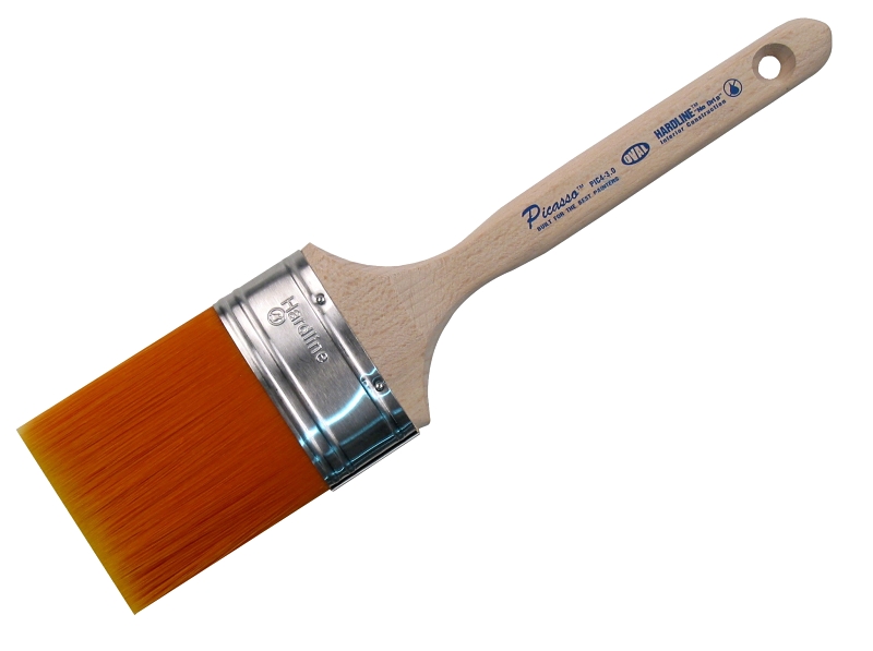 Proform Picasso PIC4-3.0 Paint Brush, Hardwood Handle, 3 in W, Straight Cut Oval Brush, PBT Bristle