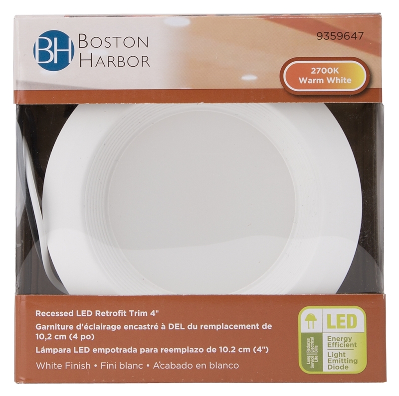 Boston Harbor DL4-095-3K Retrofit Trim, Recessed Lighting Kits, Plastic, Warm White, White, 1-Piece