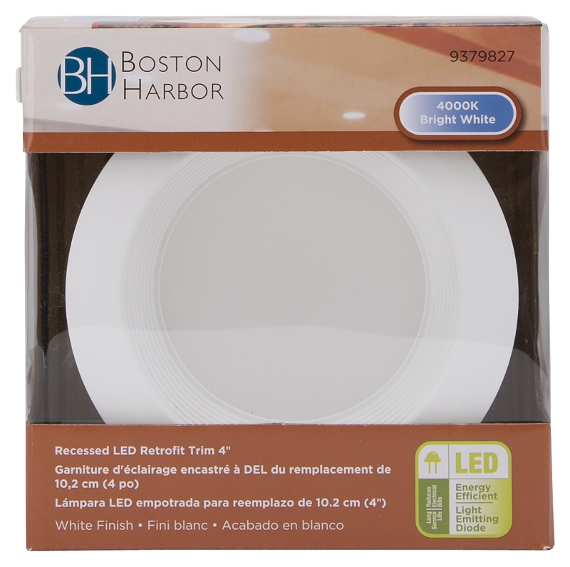 Boston Harbor DL4-095-5K Retrofit Trim, Recessed Lighting Kits, Plastic, Bright White, White, 1-Piece