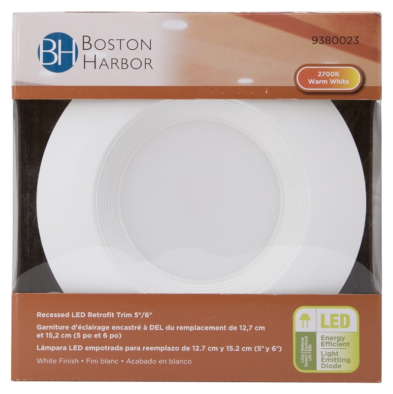 Boston Harbor DL6-096(5&6 inch)-3K LED Retrofit Trim, 10 W, 120 V, 1-Lamp, LED Lamp, Plastic, White, White