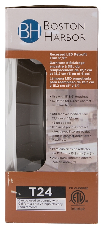 Boston Harbor DL6-096(5&6 inch)-3K LED Retrofit Trim, 10 W, 120 V, 1-Lamp, LED Lamp, Plastic, White, White
