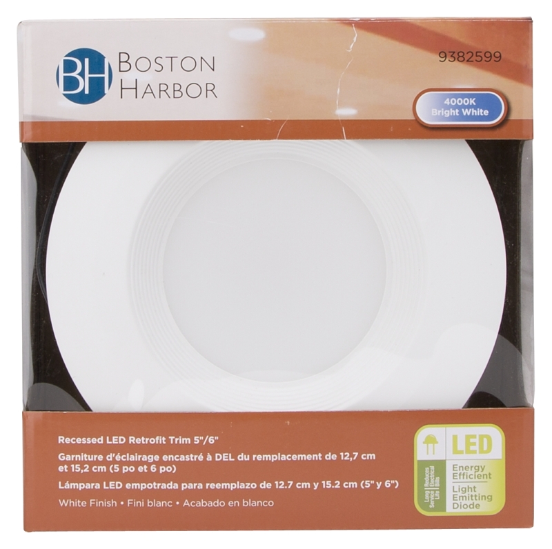 Boston Harbor DL6-096-5K Retrofit Trim, Recessed Lighting Kits, Plastic, Bright White, White, 1-Piece