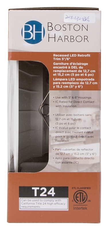Boston Harbor DL6-096-5K Retrofit Trim, Recessed Lighting Kits, Plastic, Bright White, White, 1-Piece