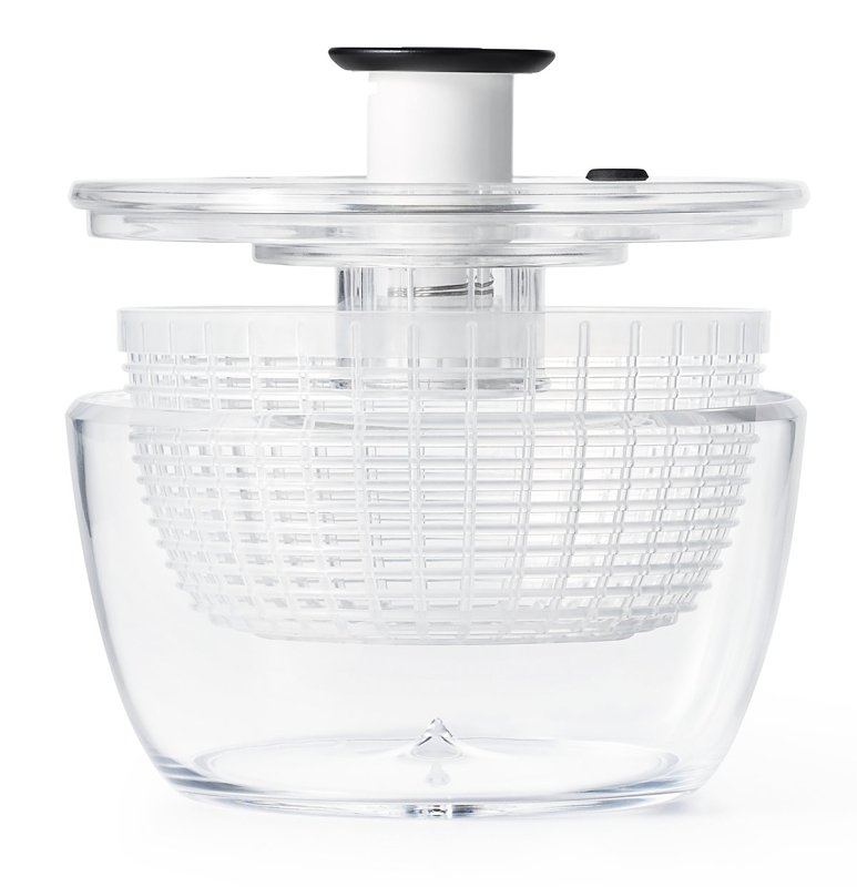 Good Grips 1045409 Salad and Herb Spinner, 2.44 qt Basket, 3.03 qt Bowl Capacity, 8 in Dia, 7 in H, Clear
