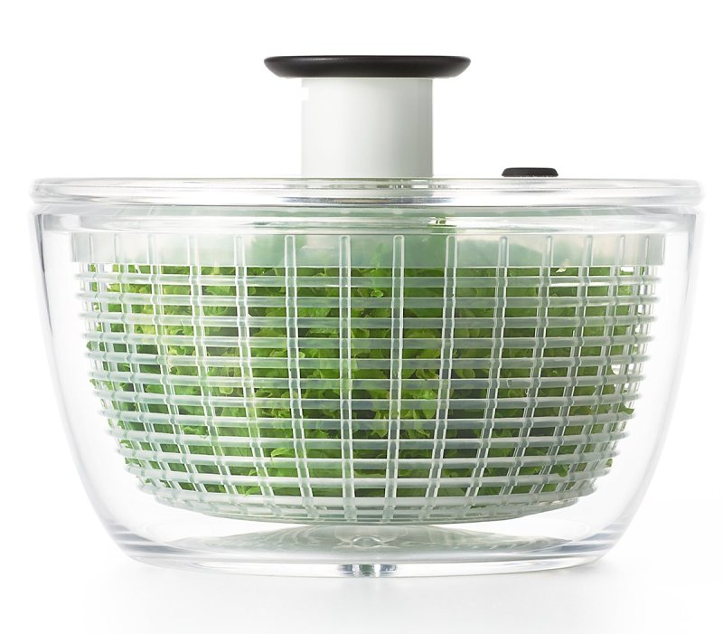 Good Grips 1045409 Salad and Herb Spinner, 2.44 qt Basket, 3.03 qt Bowl Capacity, 8 in Dia, 7 in H, Clear