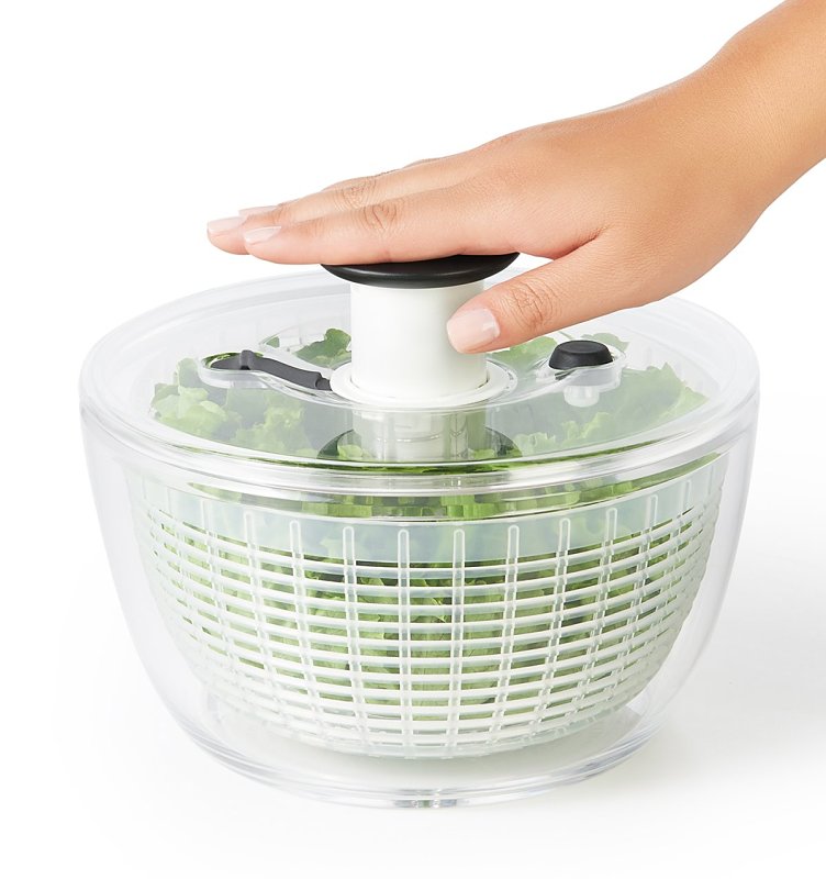 Good Grips 1045409 Salad and Herb Spinner, 2.44 qt Basket, 3.03 qt Bowl Capacity, 8 in Dia, 7 in H, Clear