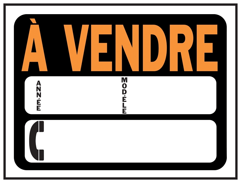 Hy-Ko 3090 Weather-Resistant Sign, A VENDRE (AUTO), Orange Legend, Black Background, Plastic
