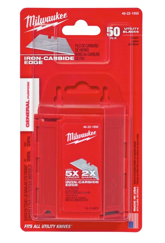 Milwaukee 48-22-1950 Utility Blade, 2-3/8 in L, Carbide Steel, 2-Point