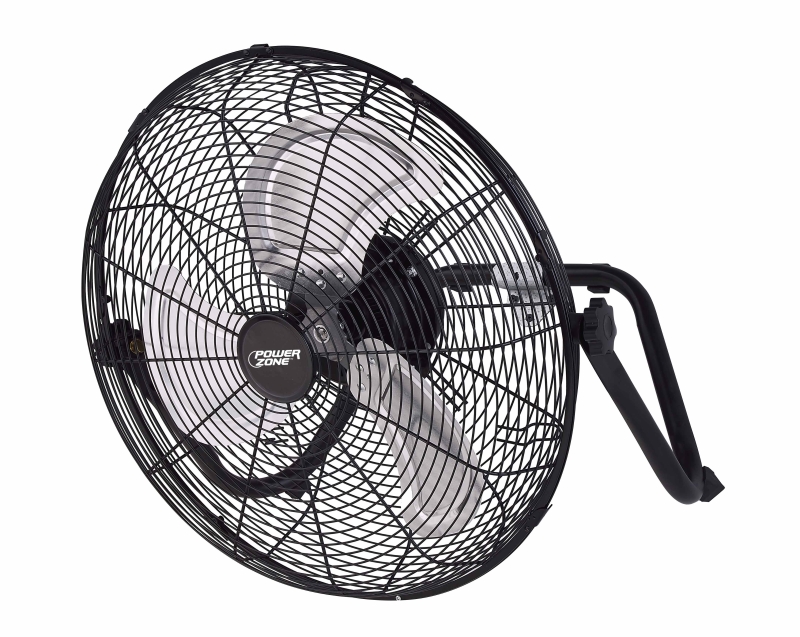 PowerZone LF-18 Floor Fan, 120 VAC, 18 in Dia Blade, 3-Blade, 3-Speed, 360 deg Rotating, Black