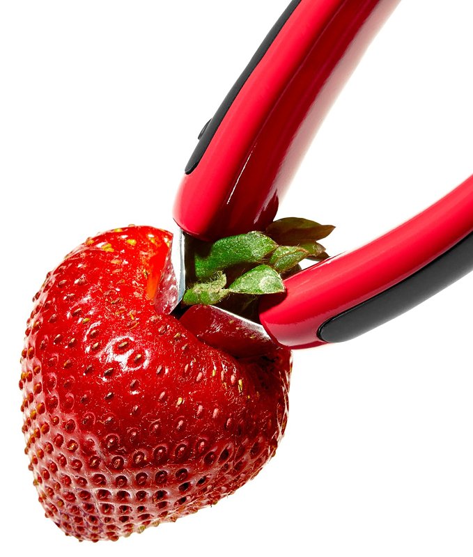 Good Grips 11308600 Strawberry Huller, 3-3/4 in L, 1.05 in W, 2-1/4 in H, Stainless Steel, Red