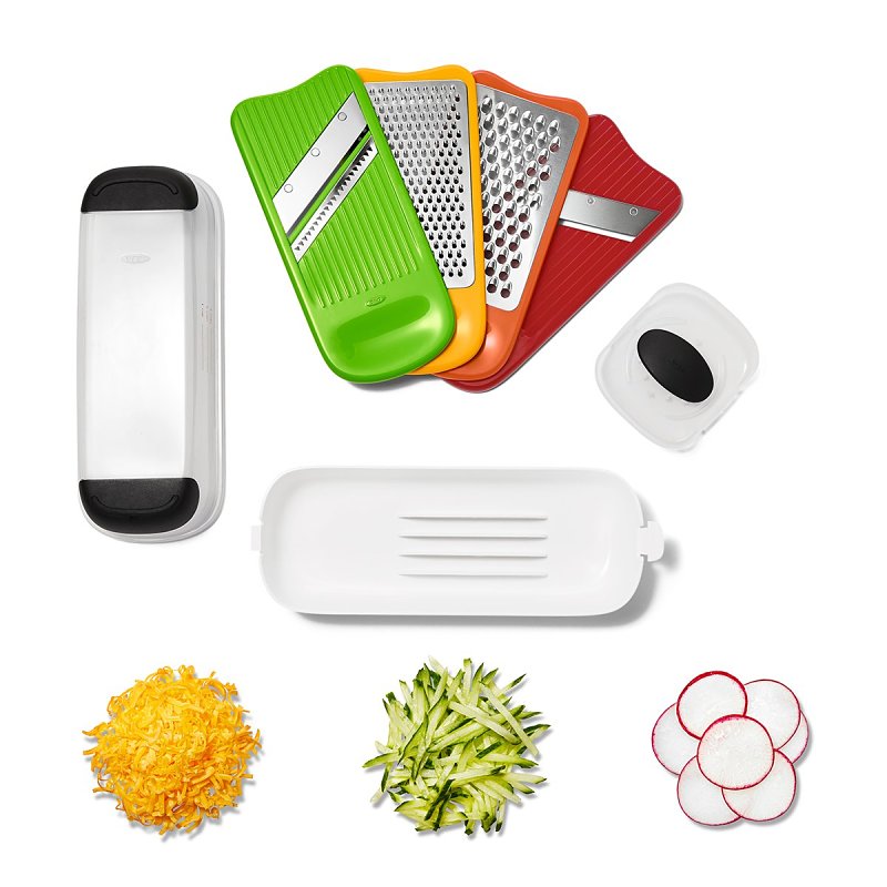 Good Grips 1253580V2 Grater and Slicer Set, Stainless Steel Blade, Dishwasher Safe: Yes