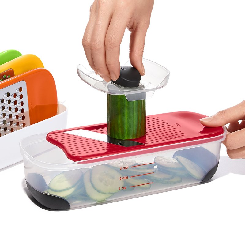 Good Grips 1253580V2 Grater and Slicer Set, Stainless Steel Blade, Dishwasher Safe: Yes